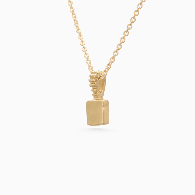 Custom X-Mini Slate Pendant (Stones & Engraving) | Yellow Gold