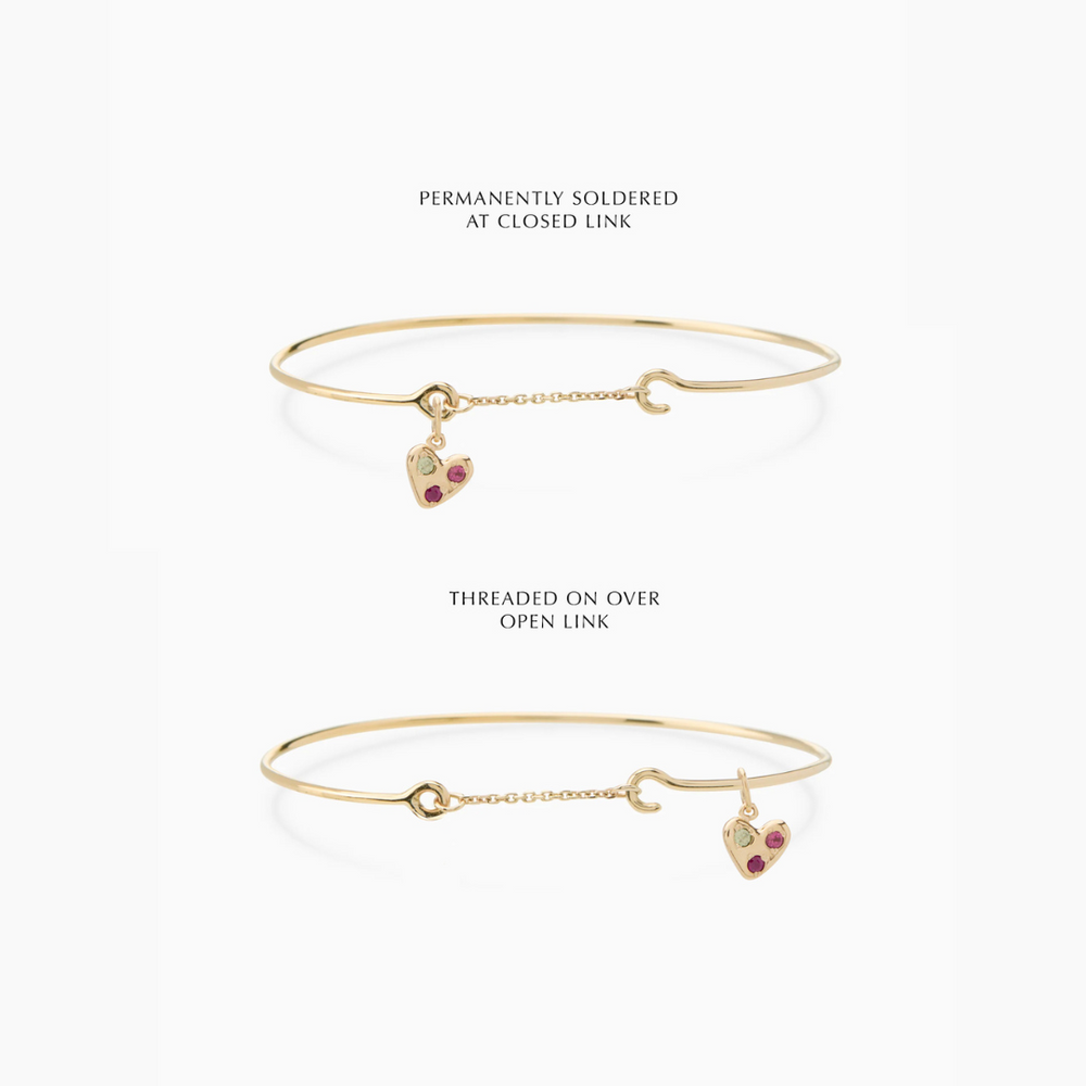 Heart Stone Pendant Weave Bracelet | Yellow Gold