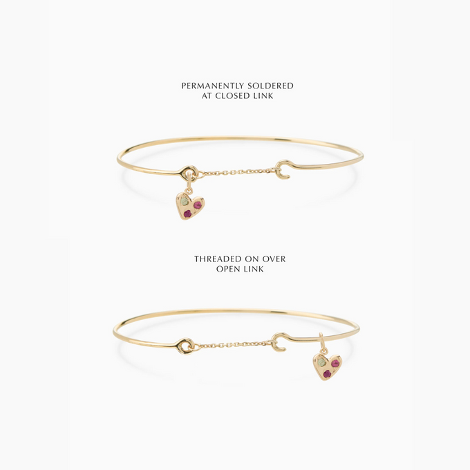 Heart Stone Pendant Weave Bracelet | Yellow Gold