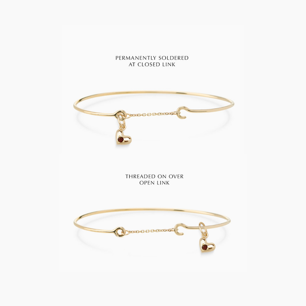 Mini Heart Stone Pendant Weave Bracelet | Yellow Gold