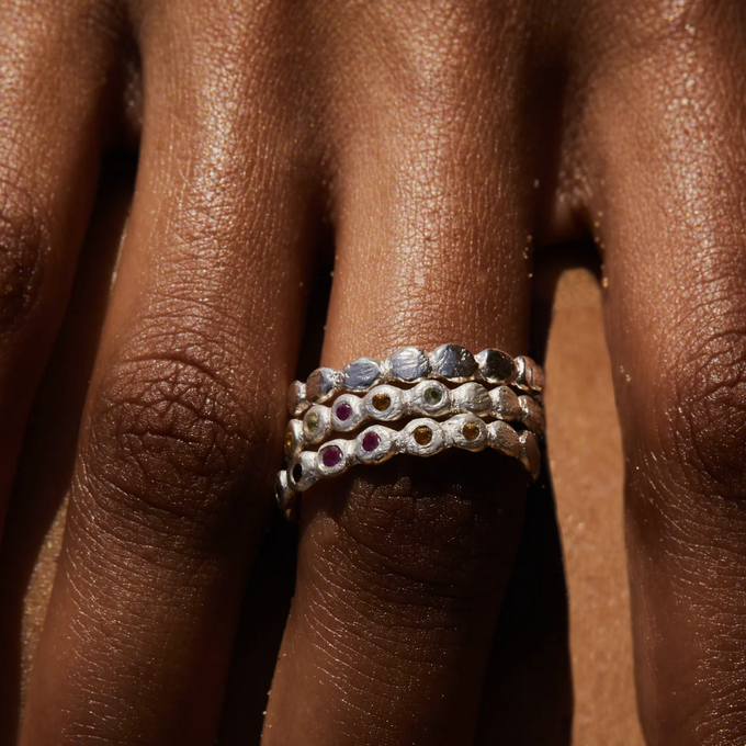 Pebble Stack Stone Ring | Silver