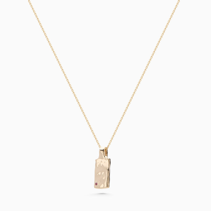 Organic Birthstone Tag Wide | Yellow Gold