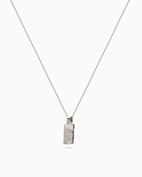 Organic Birthstone Tag Wide | White Gold