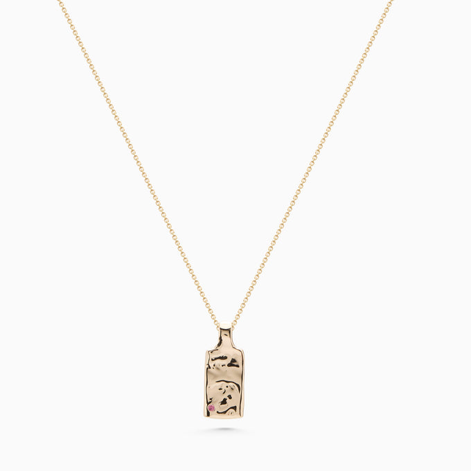 Organic Birthstone Tag Wide | Yellow Gold