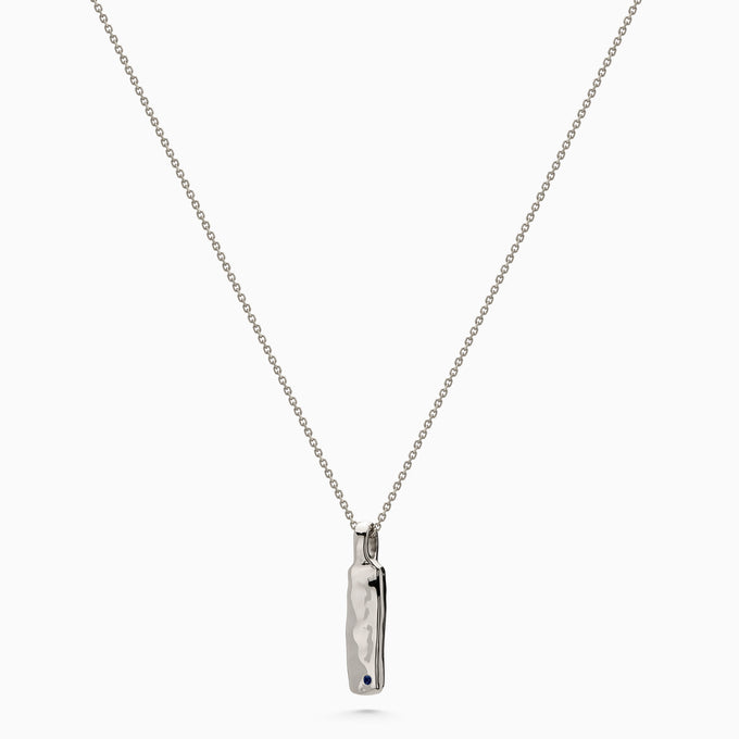 Organic Birthstone Tag Narrow | White Gold