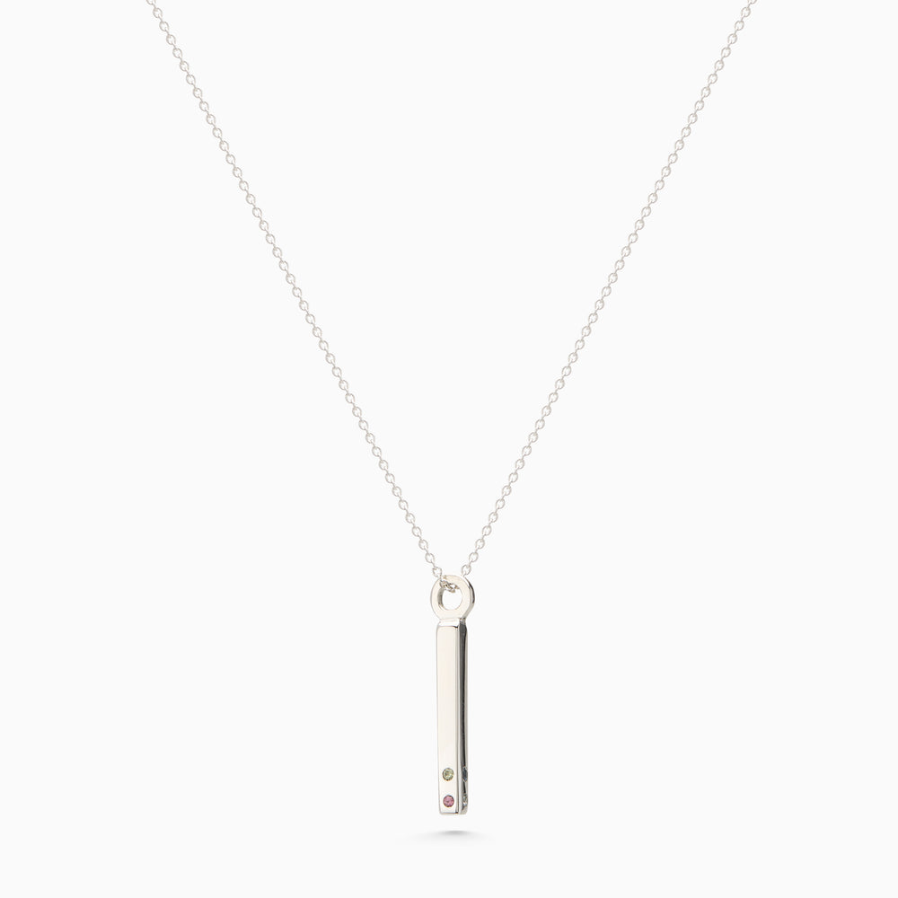 Square Drop Birthstone Pendant | Silver