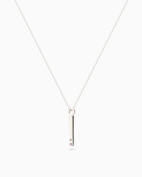 Square Drop Birthstone Pendant | Silver