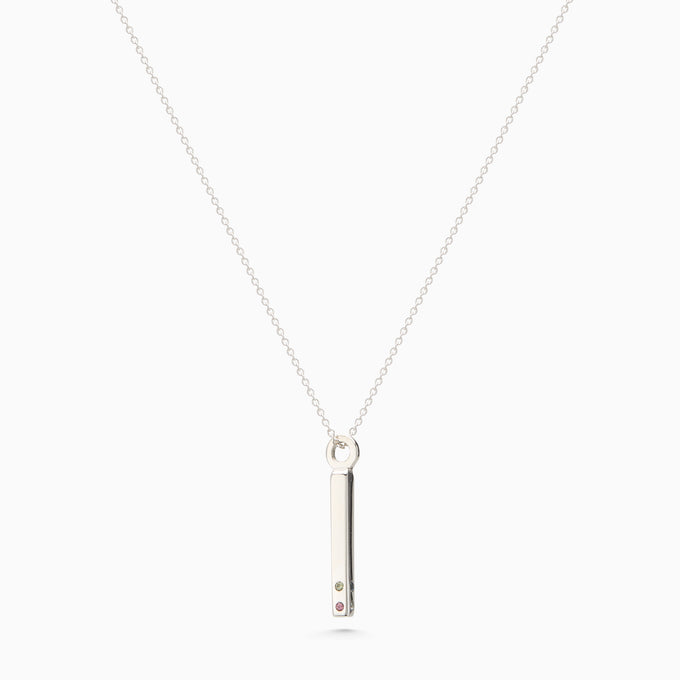 Square Drop Birthstone Pendant | Silver