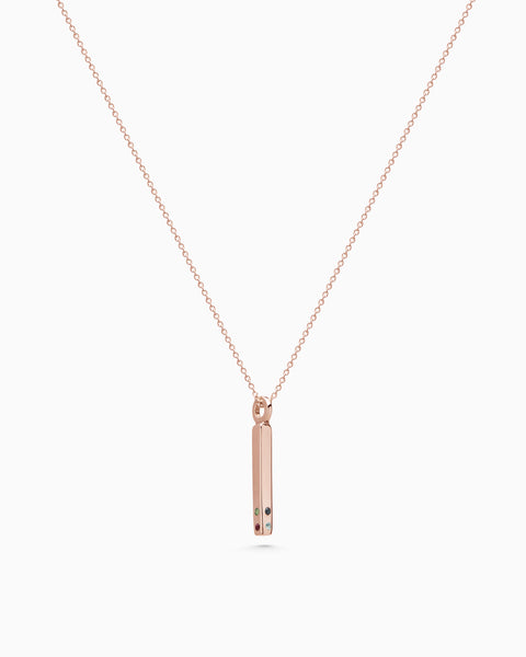 Square Drop Birthstone Pendant | Rose Gold