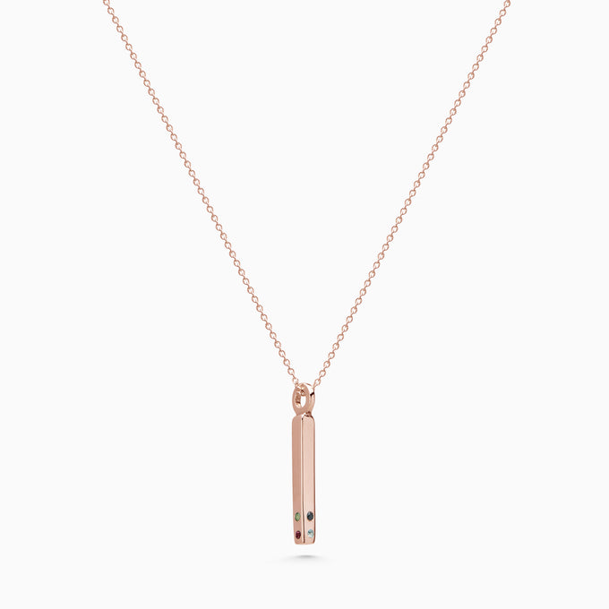 Square Drop Birthstone Pendant | Rose Gold