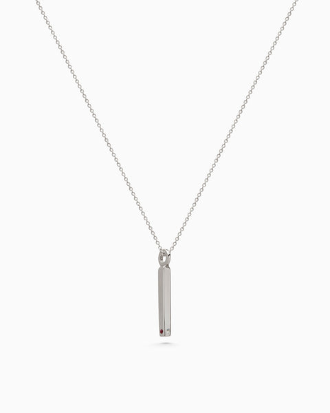 Square Drop Birthstone Pendant | White Gold