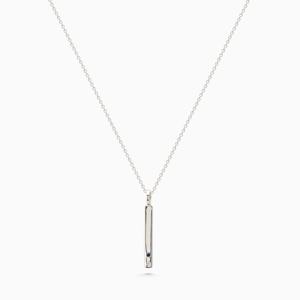 Square Drop Birthstone Pendant | Silver