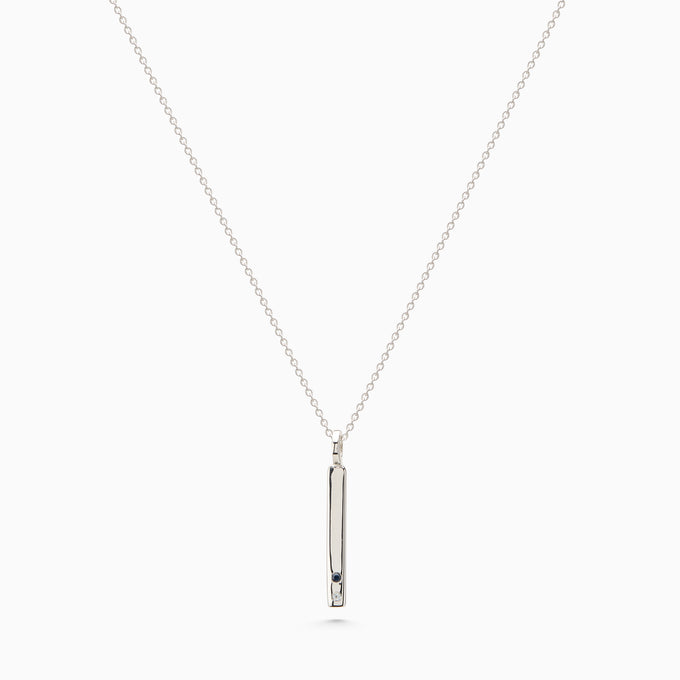 Square Drop Birthstone Pendant | Silver