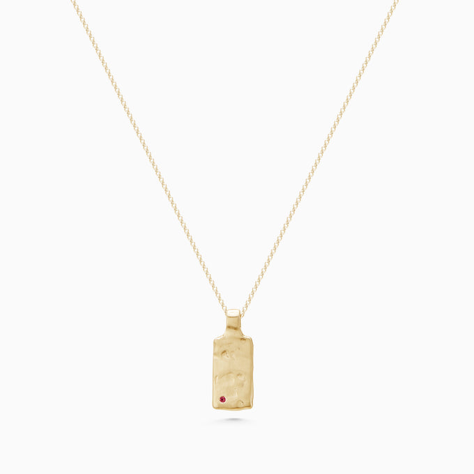 Organic Birthstone Tag Wide | Yellow Gold
