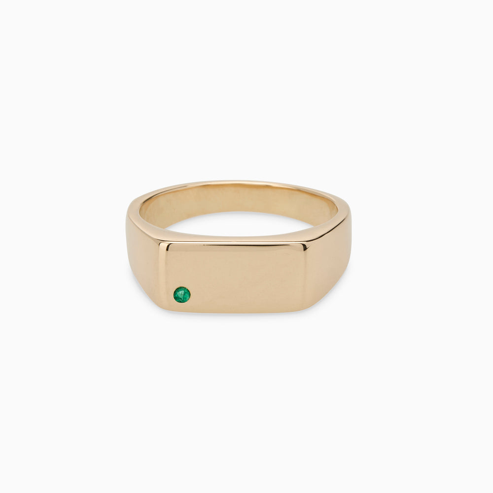 Rectangle Stone Signet Ring | Yellow Gold