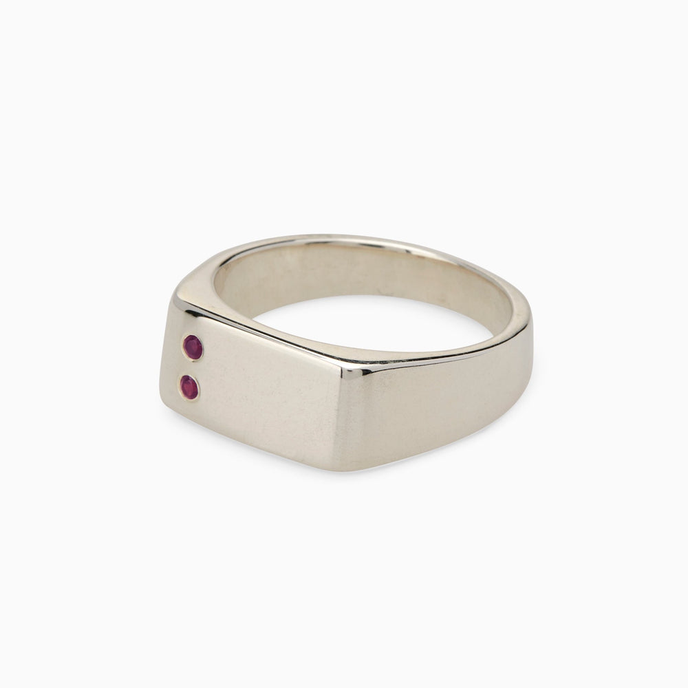 Rectangle Stone Signet Ring | White Gold