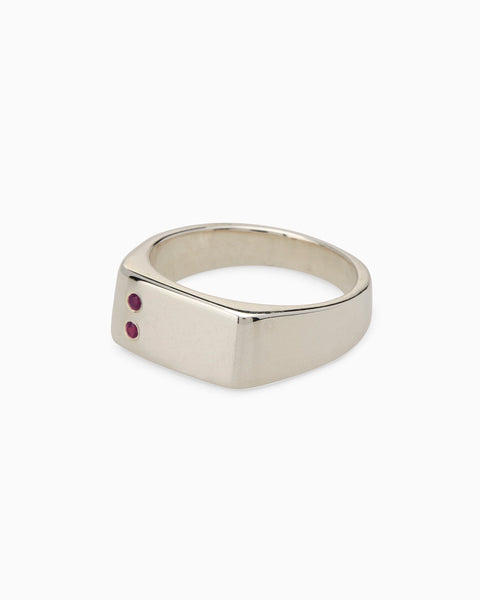 Rectangle Stone Signet Ring | White Gold