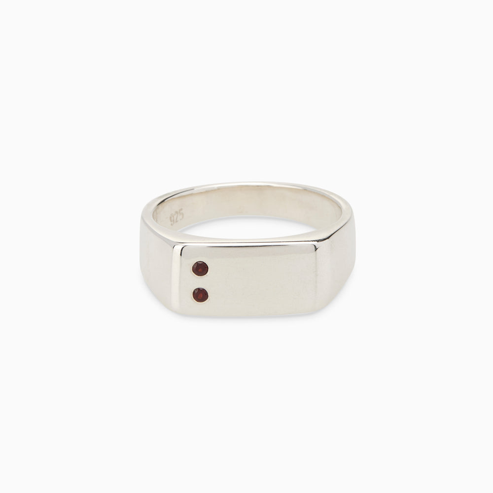 Rectangle Stone Signet Ring | Silver