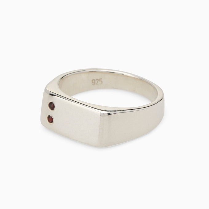 Rectangle Stone Signet Ring | Silver