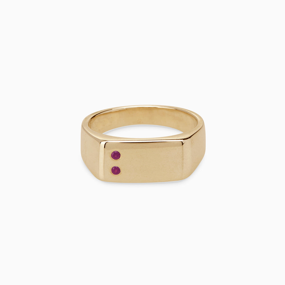 Rectangle Stone Signet Ring | Yellow Gold