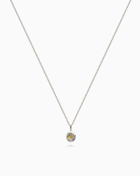 Pebble Stone Drop Pendant | White Gold