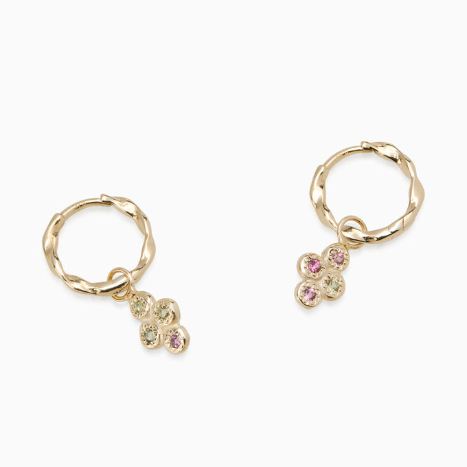 Cross Stone Earring Charm | Yellow Gold