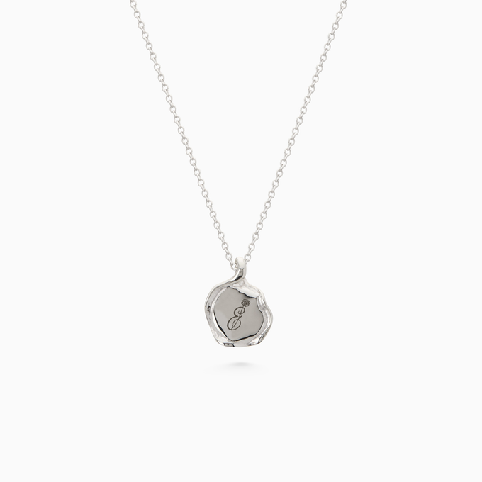 X-Mini Custom Wave Pendant (Stone & Engraving) | White Gold
