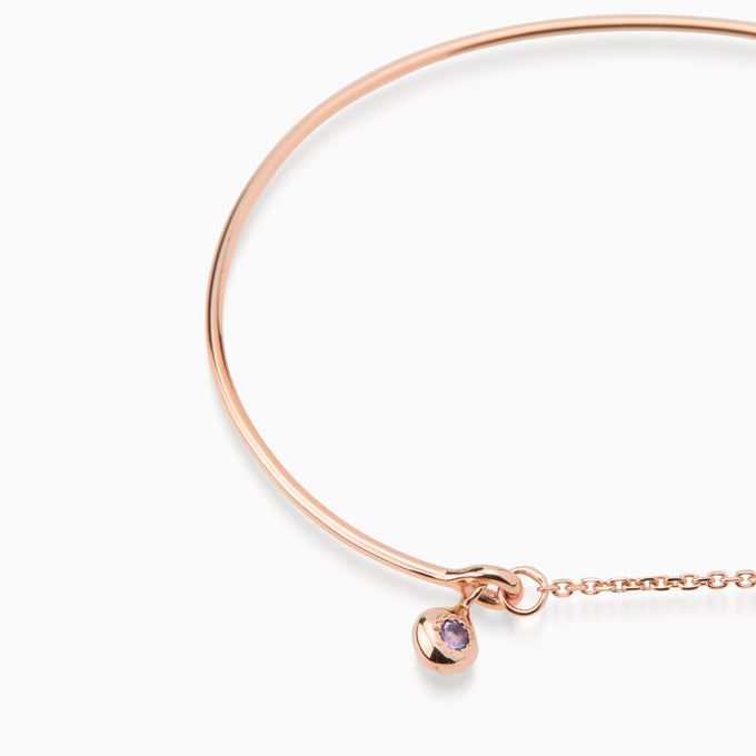 Birthstone Pendant Weave Bracelet | Rose Gold