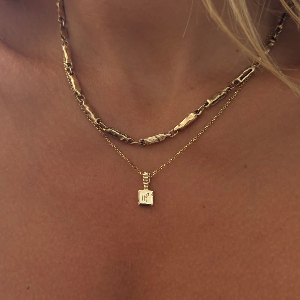 Engraved Slate Pendant | Yellow Gold