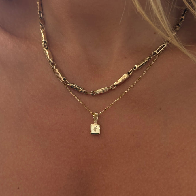 Engraved Slate Pendant | Yellow Gold