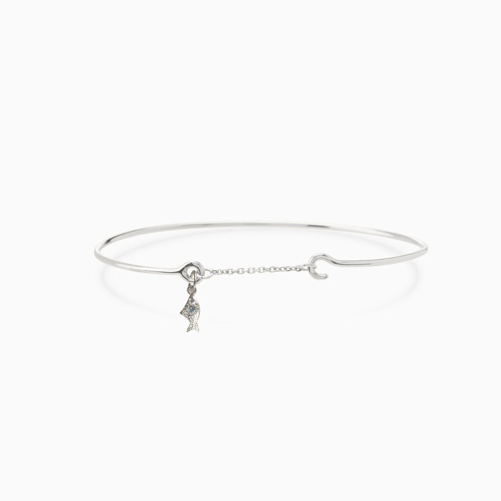 Birthstone Pendant Weave Bracelet | Silver