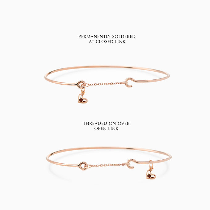 Mini Heart Stone Pendant Weave Bracelet | Rose Gold