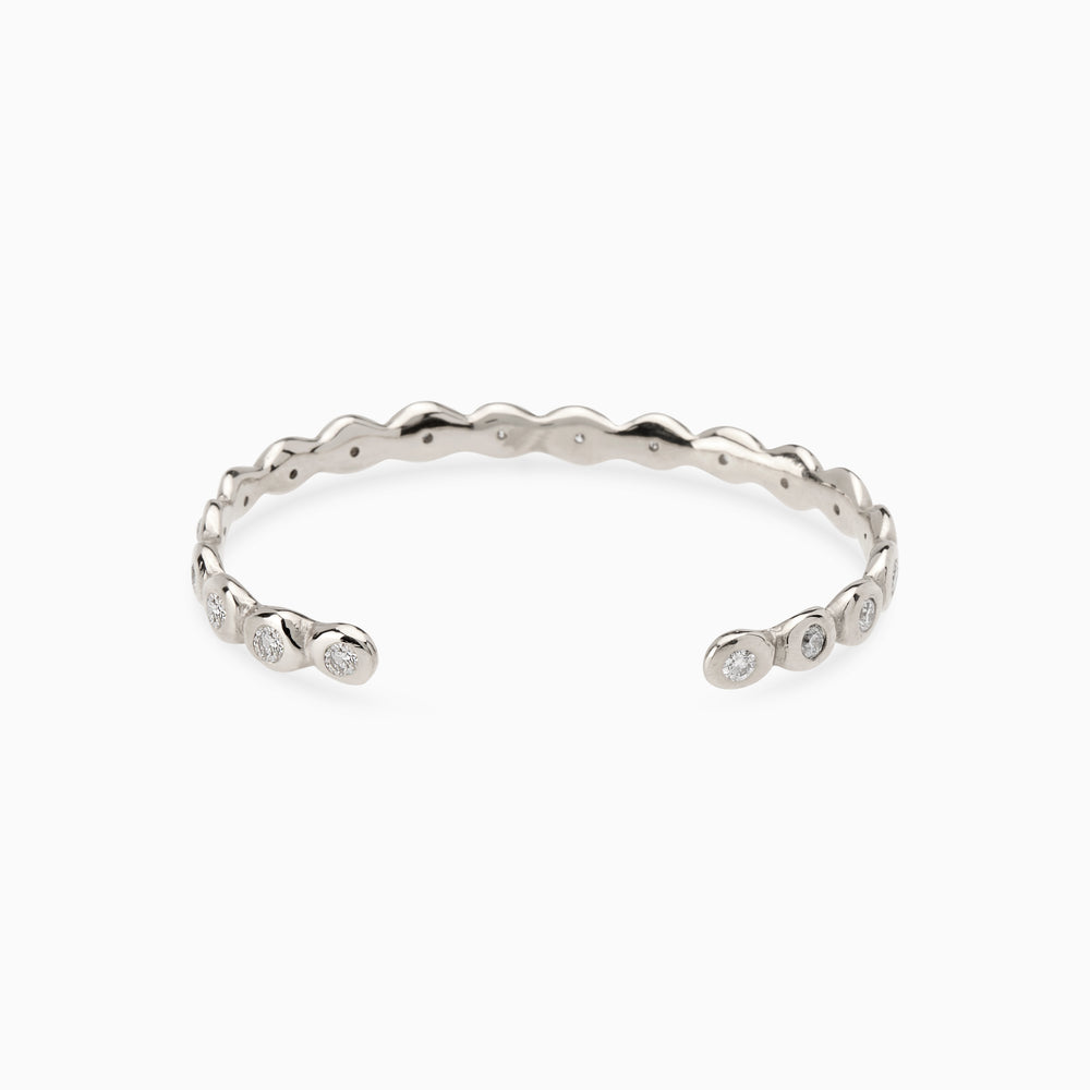 Pebble Diamond Cuff  | Solid White Gold