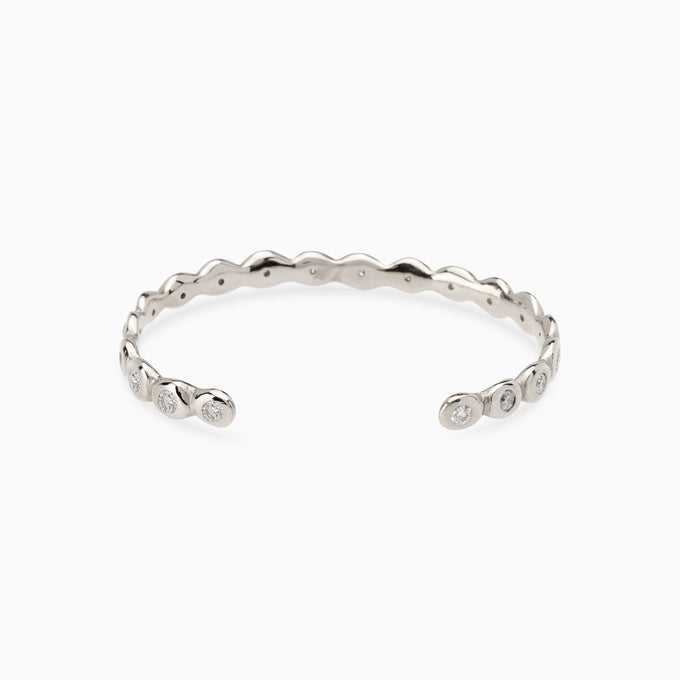 Pebble Diamond Cuff  | Solid White Gold