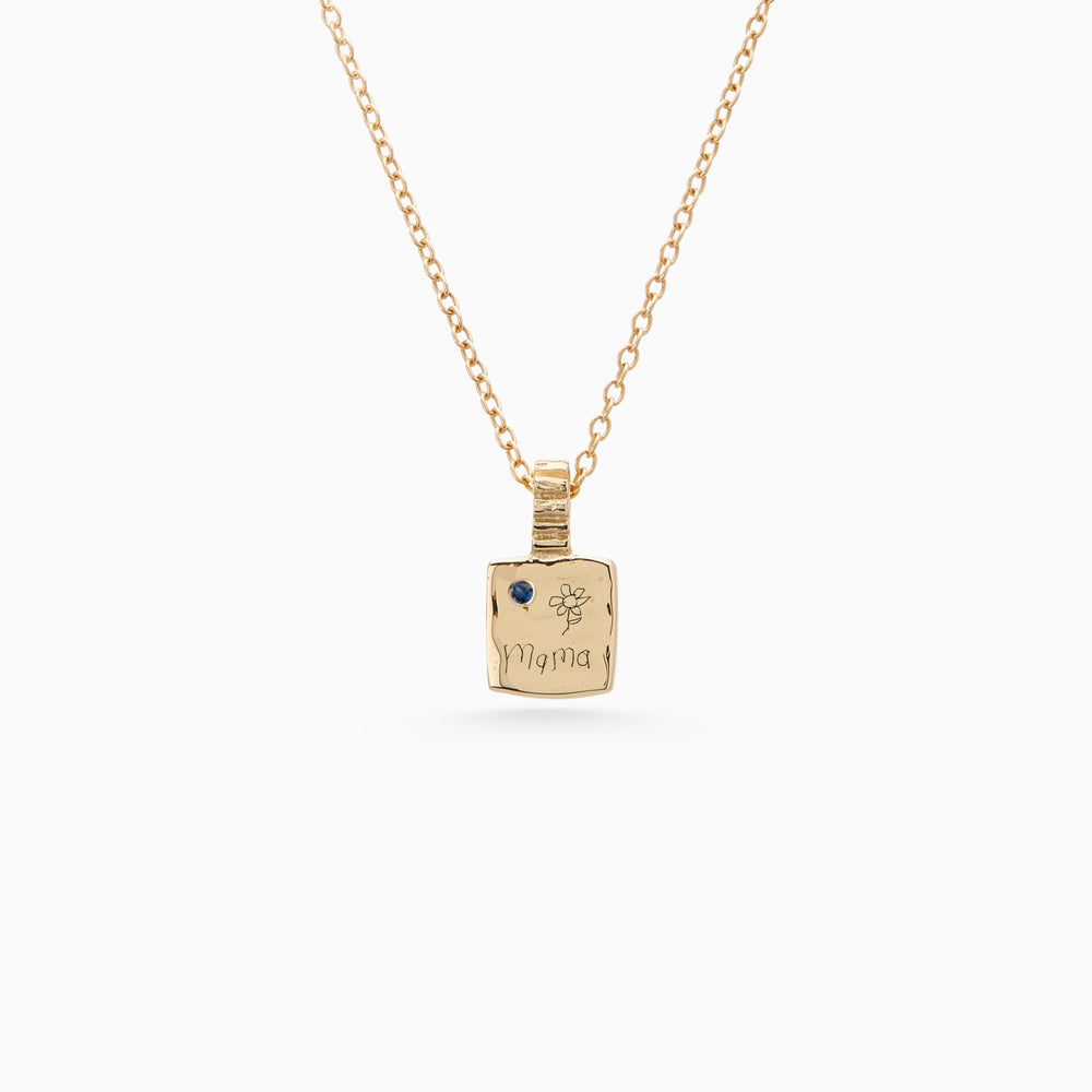 Engraved Slate Pendant | Yellow Gold