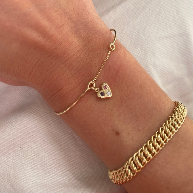 Heart Stone Pendant Weave Bracelet | Rose Gold