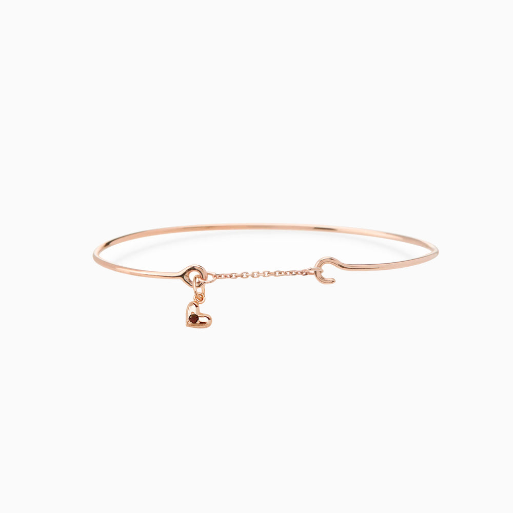 Mini Heart Stone Pendant Weave Bracelet | Rose Gold