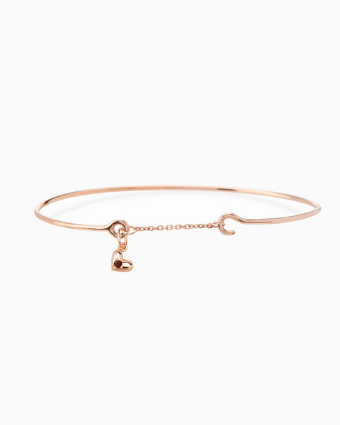 Mini Heart Stone Pendant Weave Bracelet | Rose Gold