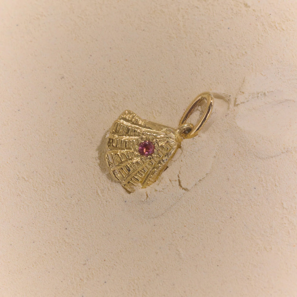 Birthstone Shell Pendant | Yellow, Rose or White Gold