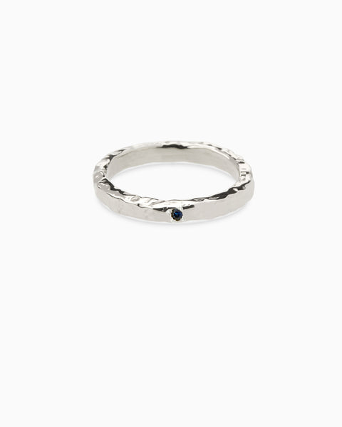Hammered Stone Ring | Silver