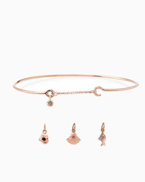 Birthstone Pendant Weave Bracelet | Rose Gold