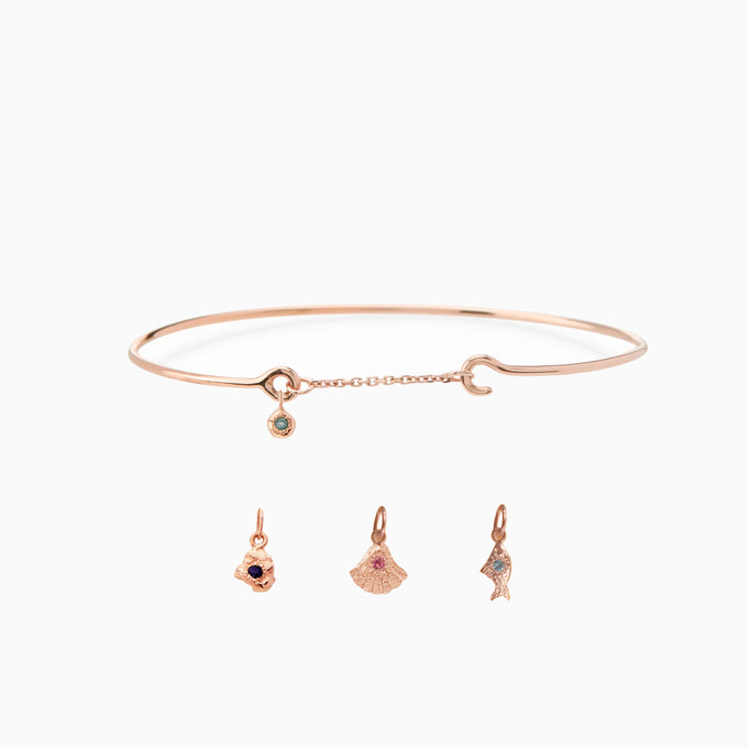 Birthstone Pendant Weave Bracelet | Rose Gold