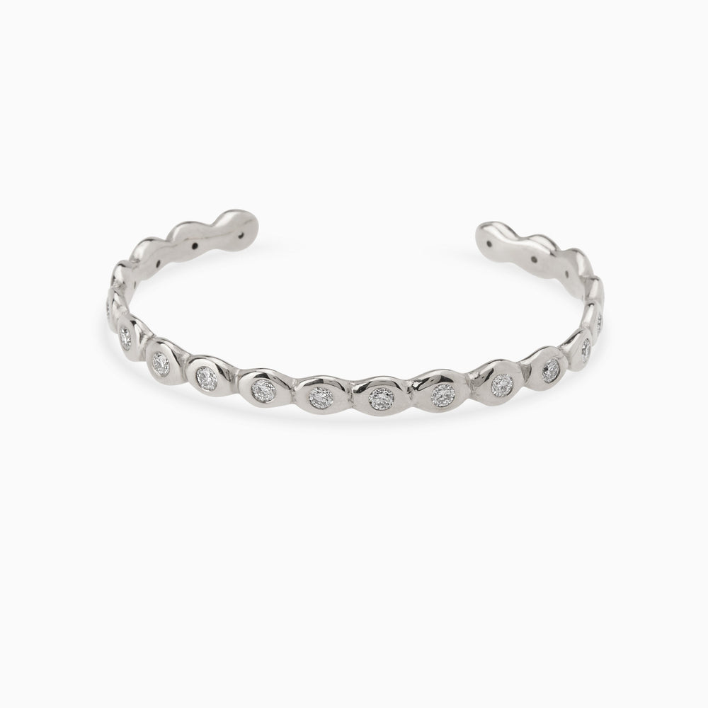 Pebble Diamond Cuff  | Solid White Gold