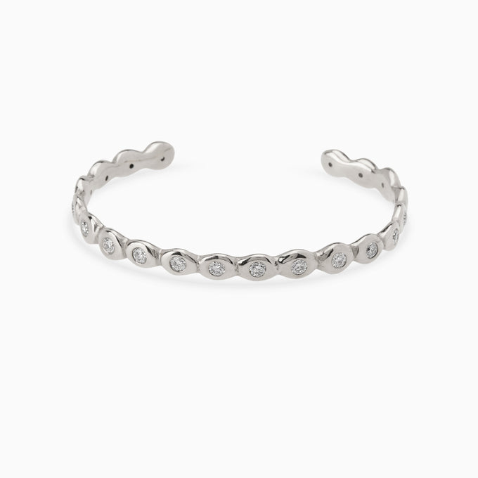 Pebble Diamond Cuff  | Solid White Gold