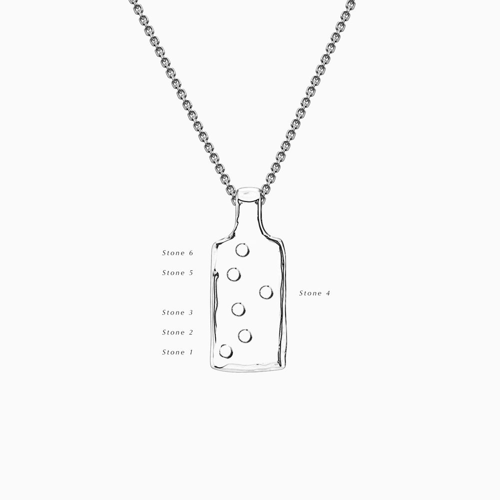 Organic Birthstone Tag Wide | White Gold