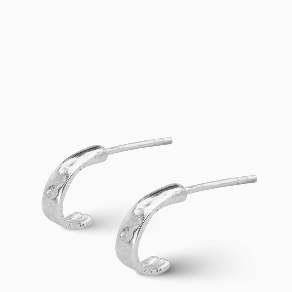 Tiny Battered Hoops | Silver