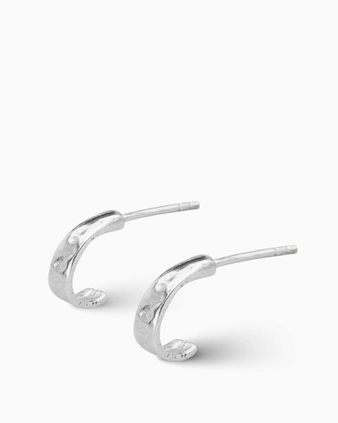 Tiny Battered Hoops | Silver