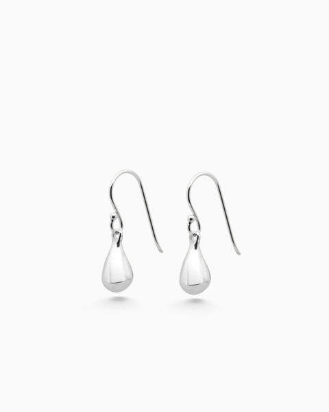 Tear Drop Hook Earrings | Silver