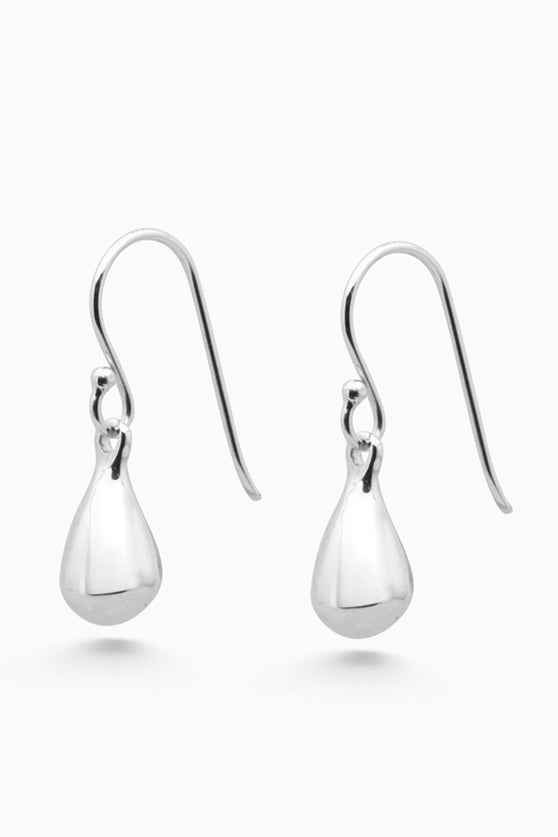 Tear Drop Hook Earrings | Silver