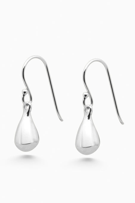 Tear Drop Hook Earrings | Silver